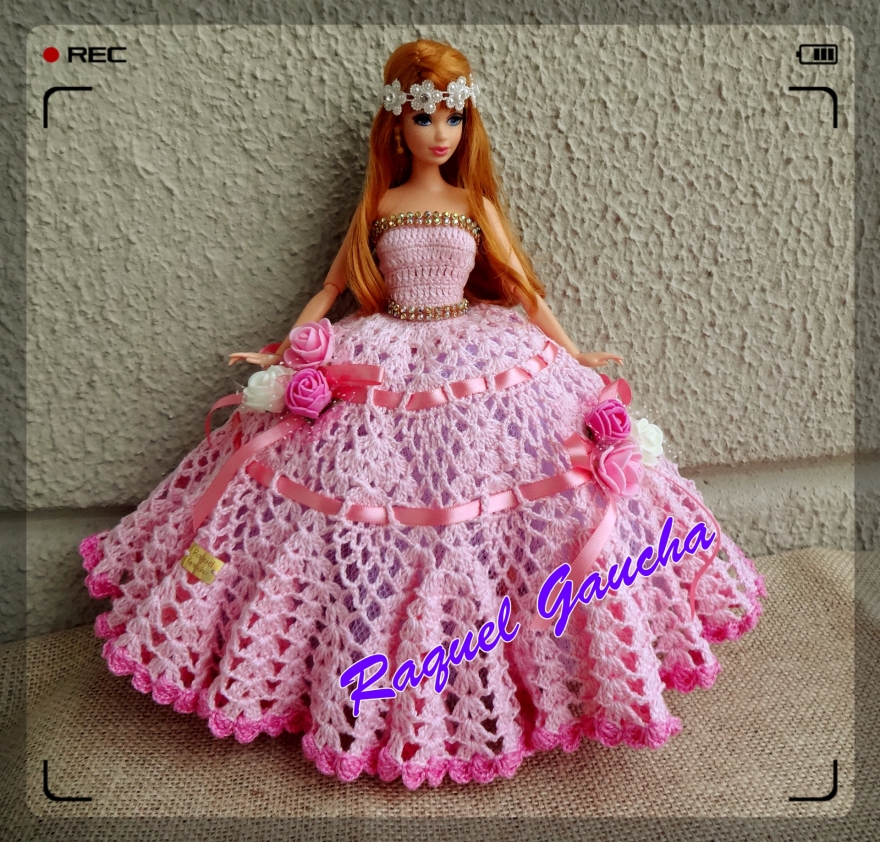 Vestido de crochê Barbie/ Vestido a crochet muñeca Barbie/ Crochet dress  for Barbie dolls 